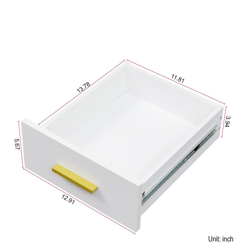 Roomfitters White and Yellow Makeup Vanity Set with Mirror, 4-Drawer Dressing Table with Stool and Nightstand for Bedroom