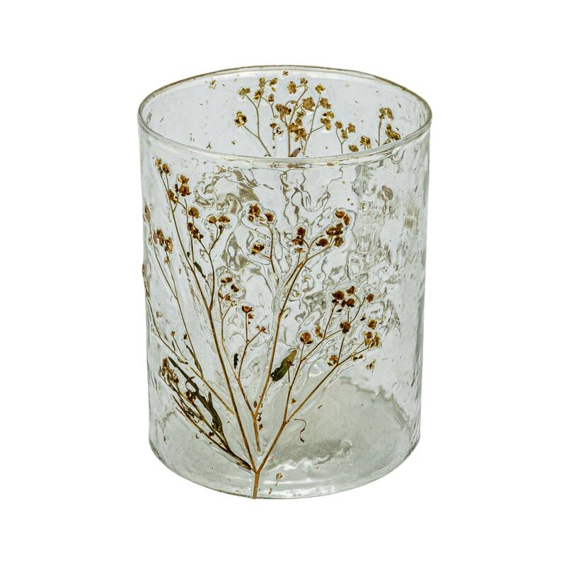 Reclaimed Glass Votive Holder with Natural Botanicals