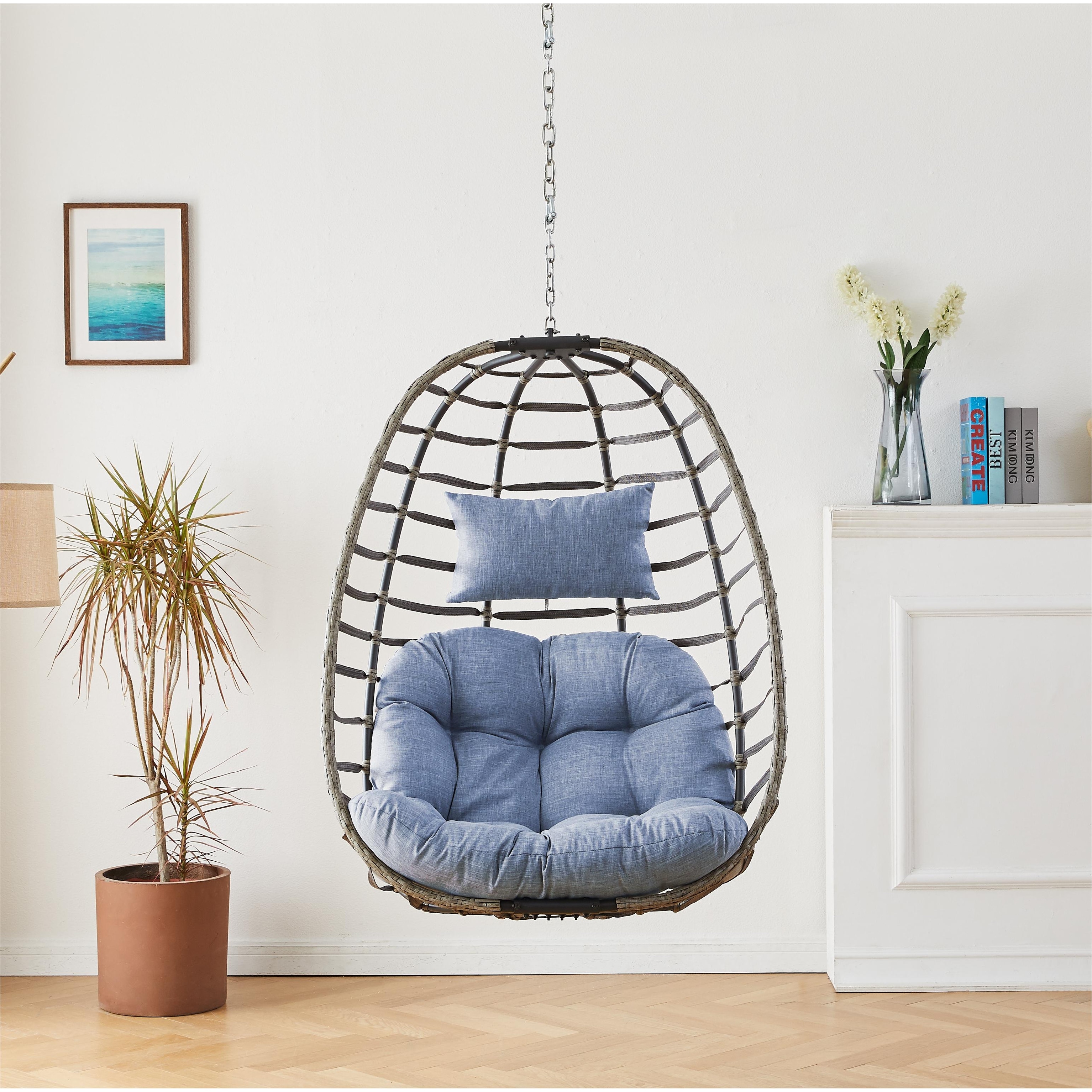 Hanging egg chair on sale swing and stand
