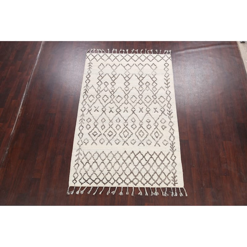 Modern Geometric Oriental Moroccan Wool Area Rug Hand-knotted - 5'0" x 7'9"