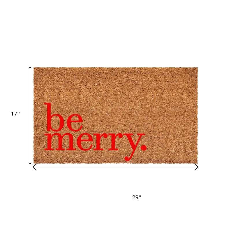 HomeRoots 17" X 29" Brown And Red Christmas Outdoor Coir Door Mat - 17.00' X '29.00