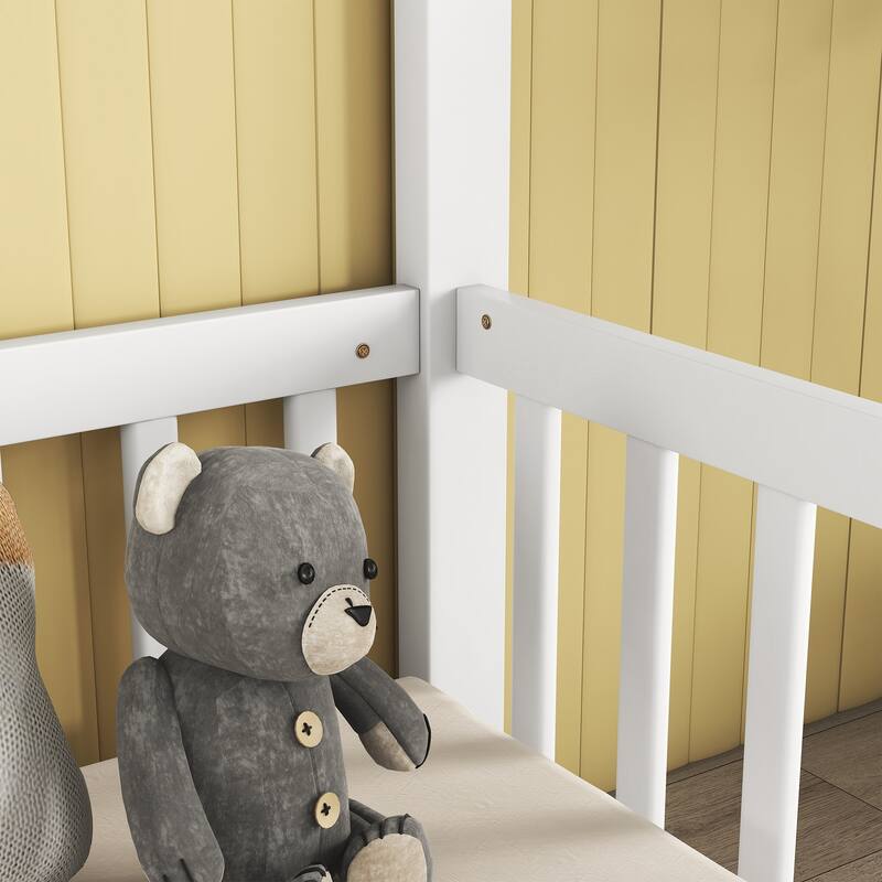 Double Twin House-Style Floor Bed with Fence, Guardrails, without door