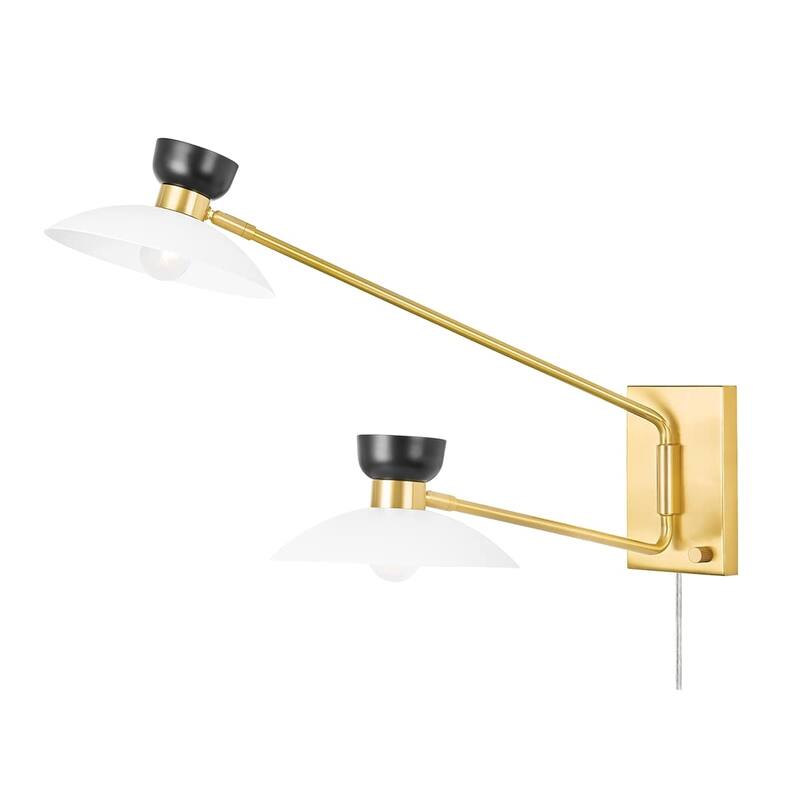 Whitley 2 Light Wall Sconce Plug In - Aged Brass - Aged Brass