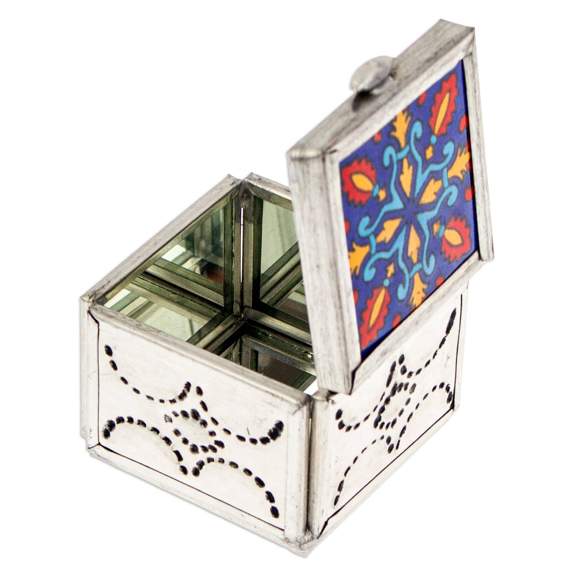 Novica Handmade Twilight Reflections Tin And Ceramic Jewelry Box Bed