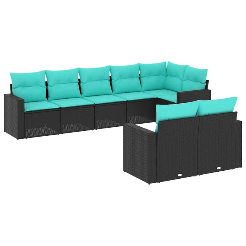 vidaXL Patio Sofa Set with Cushions Outdoor Conversation Furniture Poly Rattan