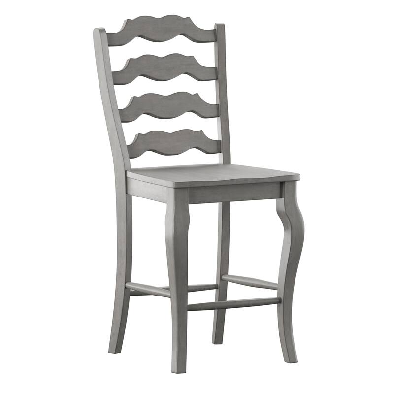 Eleanor French Ladder Back Wood Counter Chair (Set of 2) by iNSPIRE Q Classic - Antique Grey