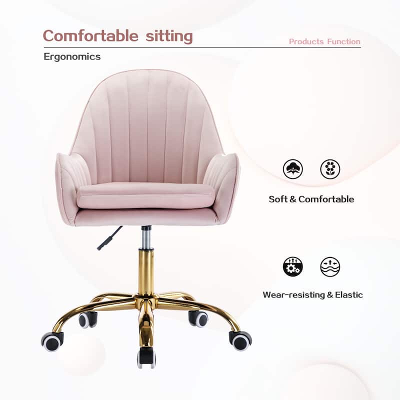 Cute Chair Office Chair with Side Arms and Gold Metal Base Adjustable Height