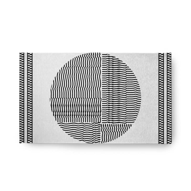 Geo Circle Rug - Black - 18" x 30"