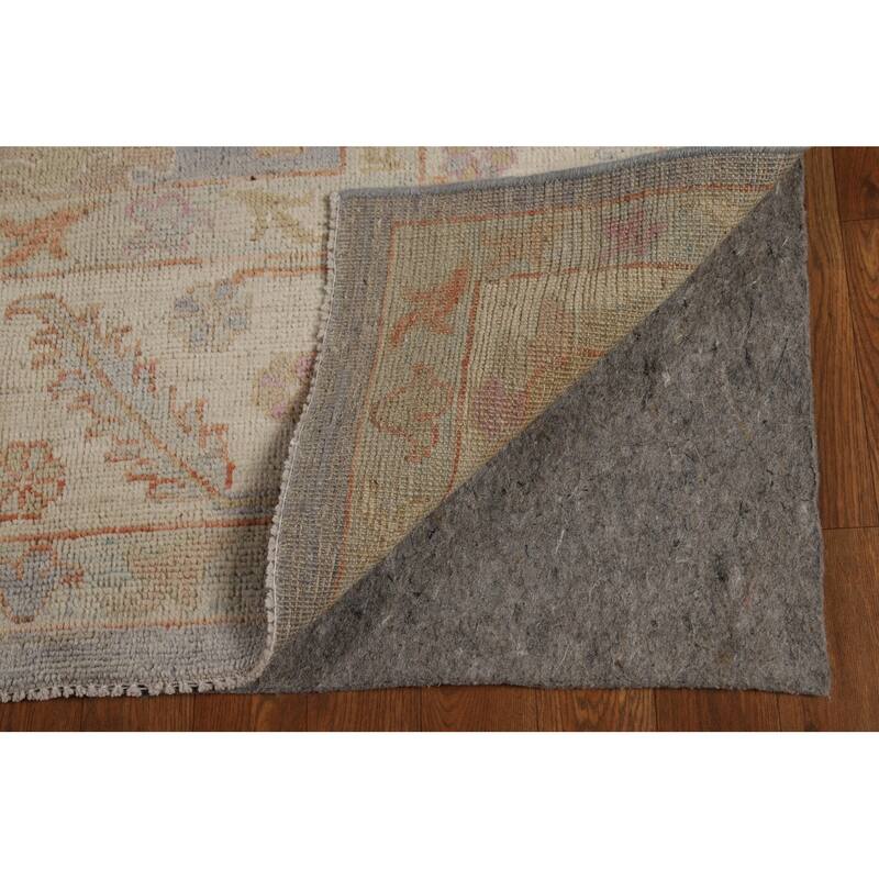 Vegetable Dye Oushak Turkish Area Rug Handmade Blue Floral Wool Carpet - 7'11" x 10'0"