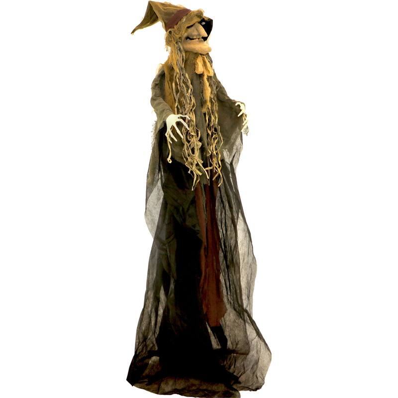 Haunted Hill Farm 6-Ft. Scarecrow Witch, Indoor/Covered Outdoor Halloween Decoration, LED Multi Eyes, Poseable, , Helena