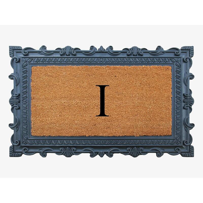 A1HC First Impression Carson Rubber and Coir 24" X 36", Heavy Duty, Easy to Clean Outdoor Monogrammed Doormat - Monogrammed I