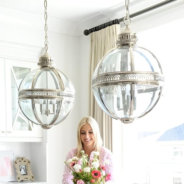 Renaissance Glass Globe Chandelier Pendant Light Entryway Sphere Chandelier Victorian Ancient Medieval Style N A Chrome Silver