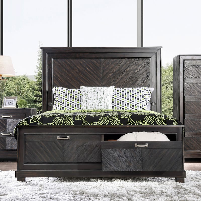 Furniture of America Moso Rustic Espresso 2-drawer Platform Bed with USB - Queen