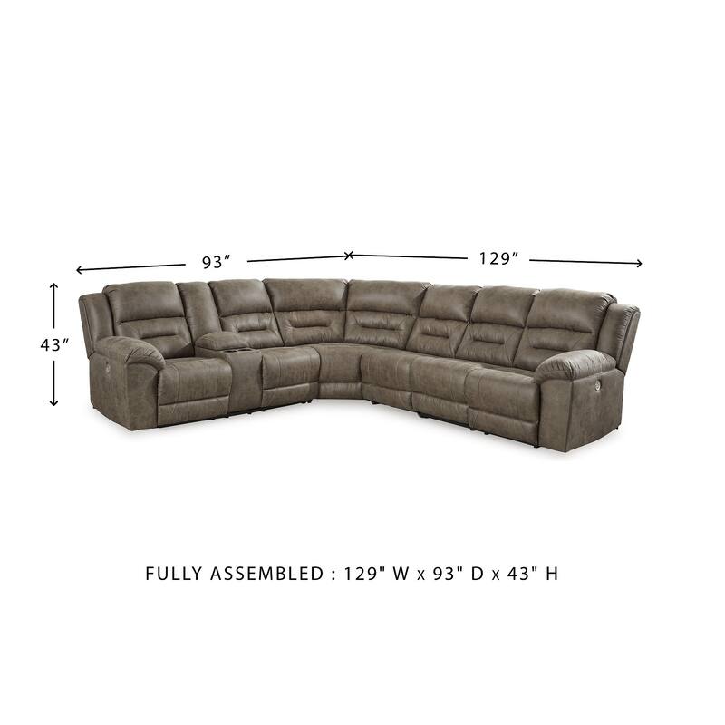 Signature Design by Ashley Ravenel Brown 4-Piece Power Reclining Sectional - 129"W x 93"D x 43"H
