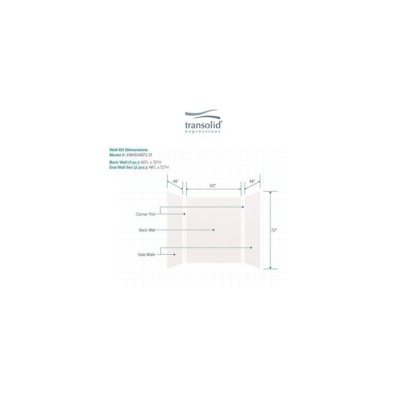 Transolid Expressions 48-in X 60-in X 72-in Glue to Wall Shower/Walls - 60" x 48" x 72"