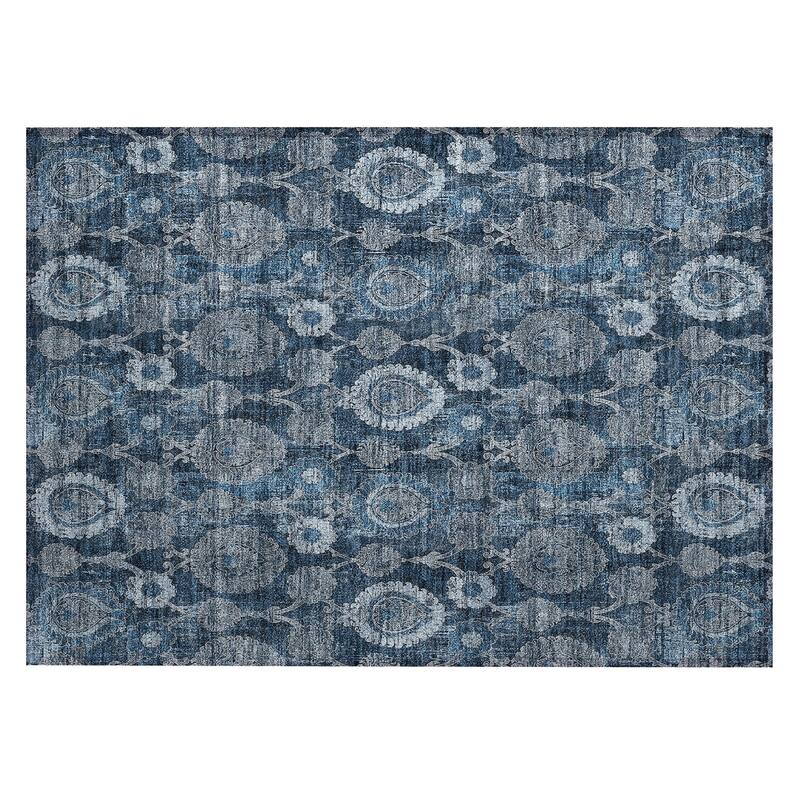 Machine Washable Indoor/ Outdoor Chantille Casual Floral Rug