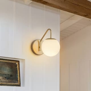 1-Light Modern Wall Sconce with Frosted Globe Glass Shade