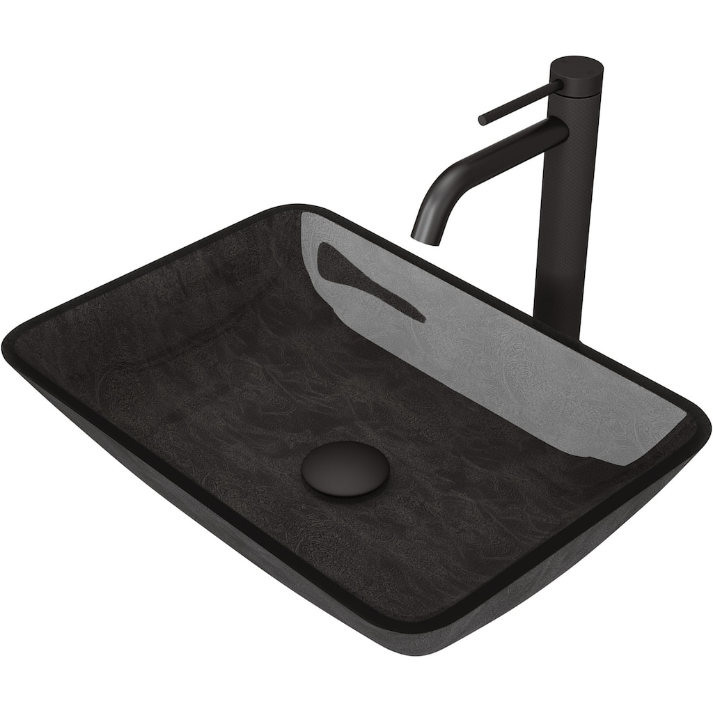 Vigo Onyx 13" Vessel Bathroom Sink with 1.2 GPM Deck Mounted Bathroom