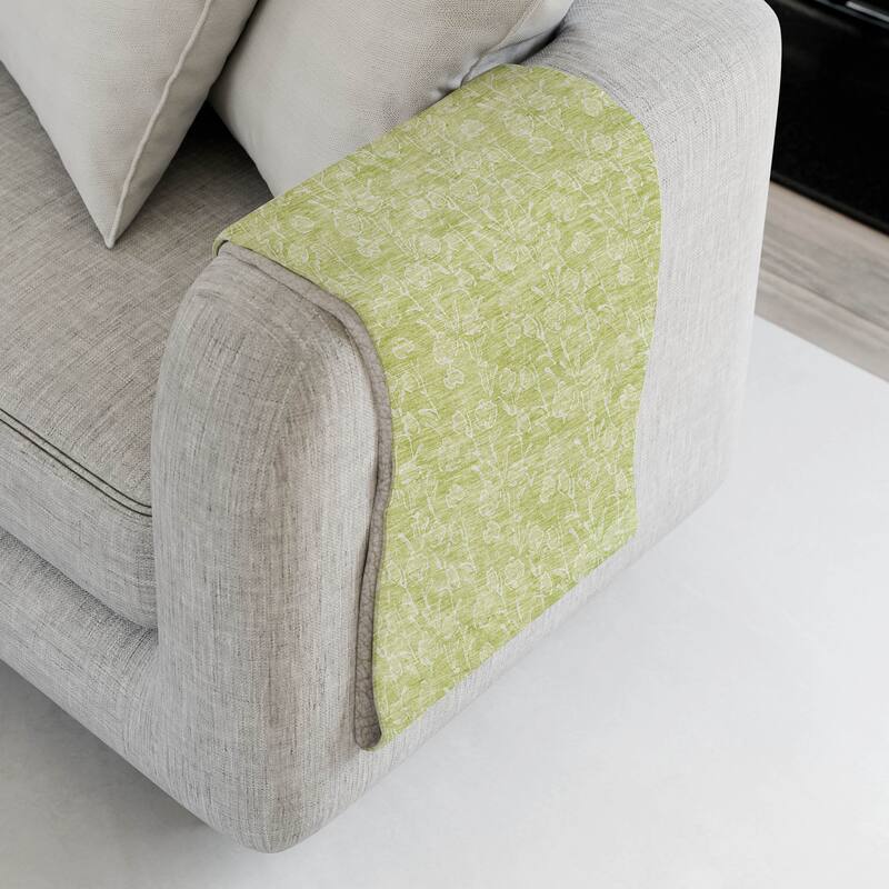 Premium Machine Washable Modern Floral Sherpa Throw Blanket - Aloe - 4'2" x 5'10"