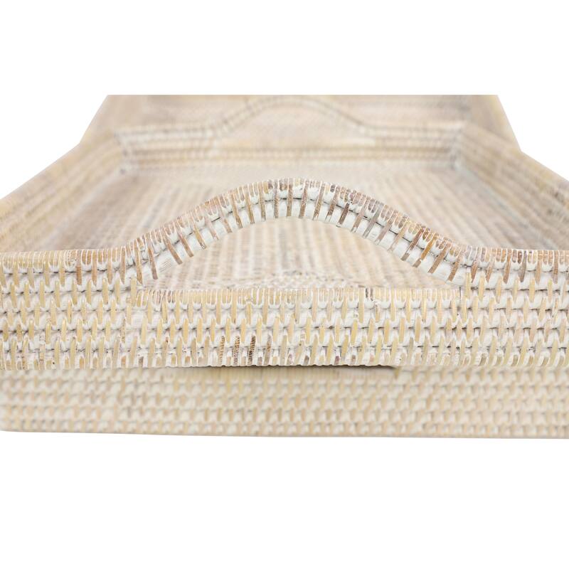 Rattan Living Room Decor Tray - Set of 2 Cream - Roche River Decor