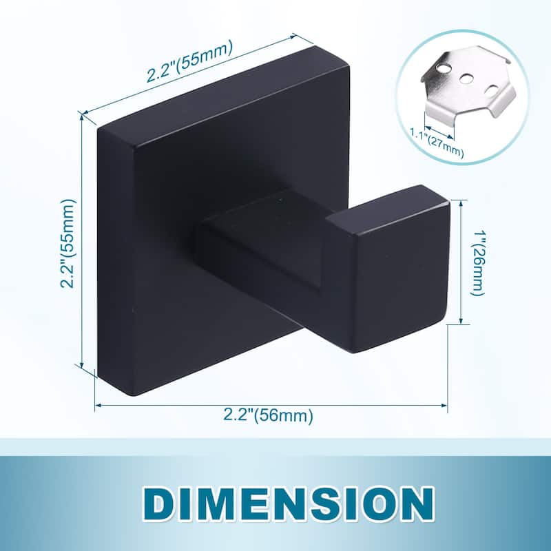 WOWOW J-Hook Wall Mount Robe/Towel Hook 6PCS