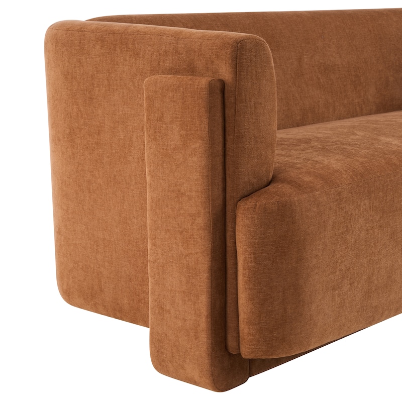 Christopher Knight Home - Modern Upholstered 77.56" 3-Seat Sofa with Geometric Block Arms