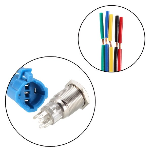 5pcs DC 24V Green Lamp 1NO 1NC Rectangular Latching on/off Push Button Switch 