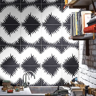 Handmade Bettana Black and White Tile, Pack of 12 (Morocco)