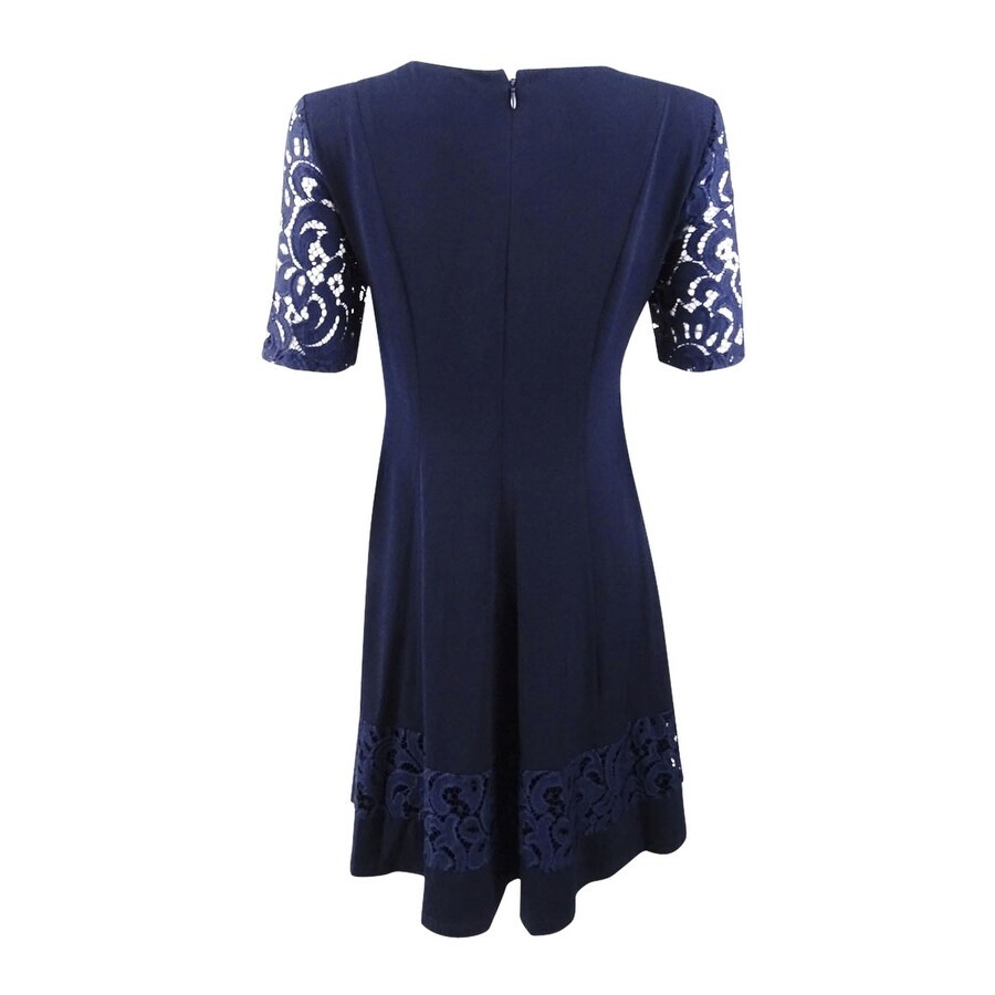 petite fit and flare dress with sleeves