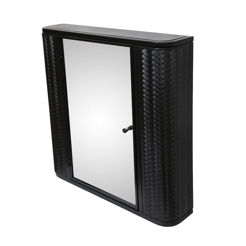 Modern Farmhouse Wall-Mounted Bathroom Cabinet ,Metal Frame Mirror Door with 2 Shelves