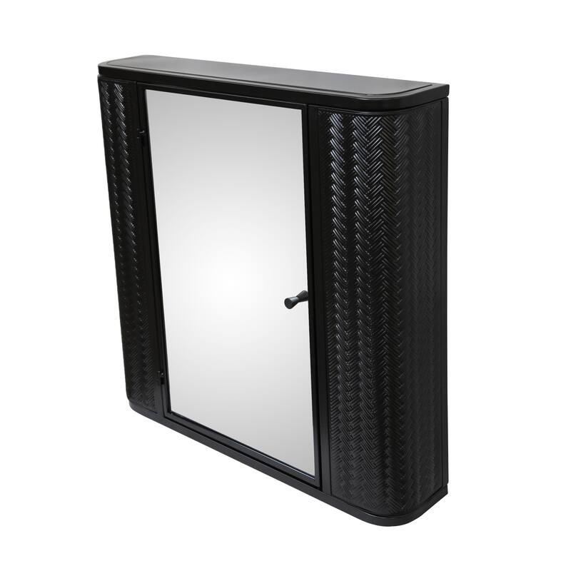 Wall-Mounted Bathroom Cabinet with Mirror, Metal Framed Mirrored Door Medicine Cabinet, 2 Inner Shelves for Storage