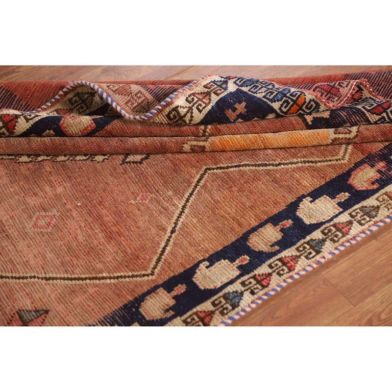 Vegetable Dye Gabbeh Qashqai Persian Antique Rug Handmade Wool Carpet - 4'2"x 7'3"