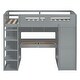 preview thumbnail 71 of 78, Twin/Full Size Loft Bed with Bulit-in Desk and Wardrobes, Solid Wood Kids Loft Bedframe with 4 Drawers and Storage Shelves