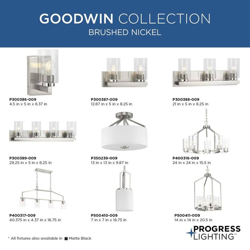 Goodwin Collection One-Light Brushed Nickel Modern Farmhouse Pendant - 7 in x 7 in x 16.75 in