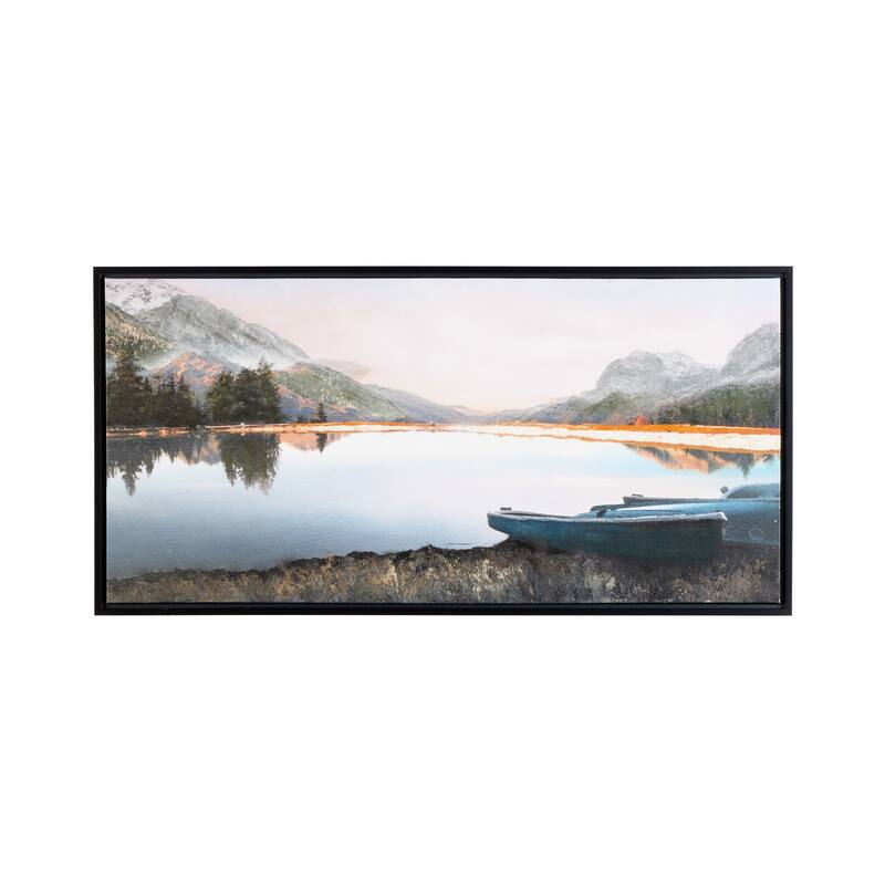 Blue Canvas Lake Sunset Landscape Framed Wall Art Bed Bath & Beyond
