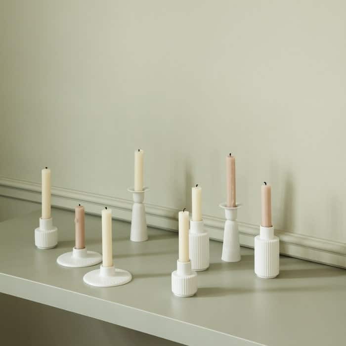 Lyngby Porcelæn Candle Holder, White - H: 4.3"