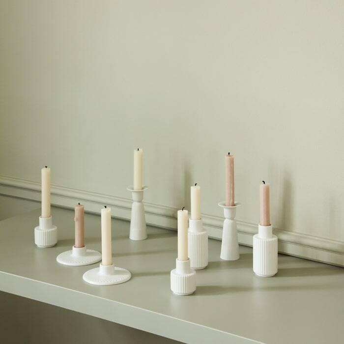 Lyngby Porcelæn Candle Holder, White - H: 2.8"