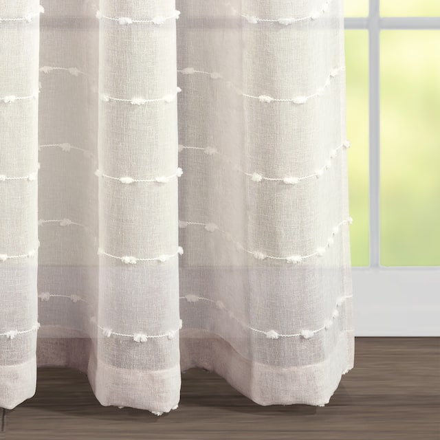 Lush Decor Farmhouse Textured Grommet Sheer Window Curtain Panel Pair