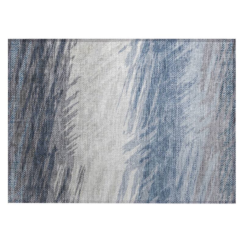 Machine Washable Indoor/ OutdoorAbstract Brushstrokes Chantille Rug