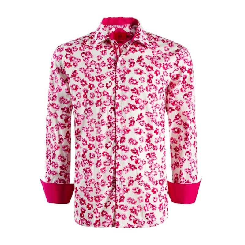 Elie Balleh Men's Floral Slim Fit Button-Down Shirt - XXL/18-18.5 - Red