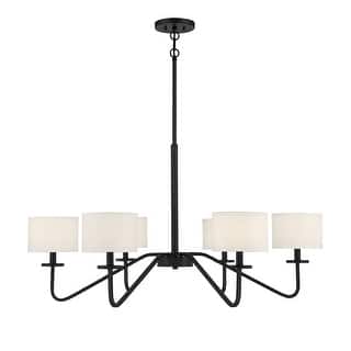 Meridian M10092 6 Light 42" Wide Chandelier with White Fabric Shades