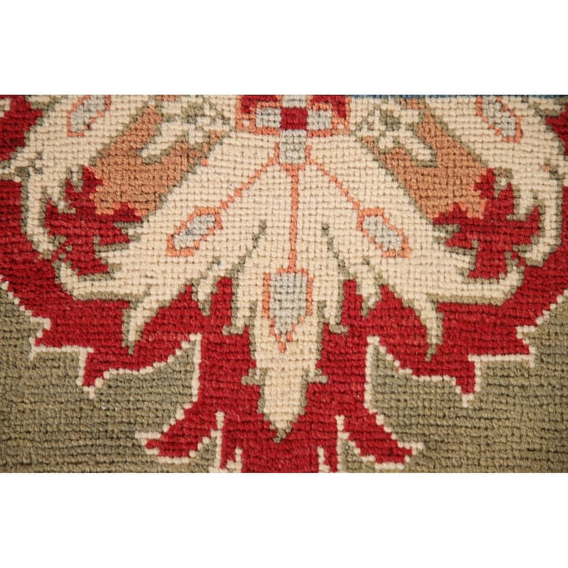 Geometric Green Kazak Oriental Accent Rug Handmade Wool Carpet - 3'3"x 5'1"