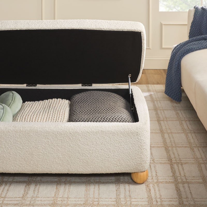 Walker Edison Contemporary Boucle Large Storage Ottoman