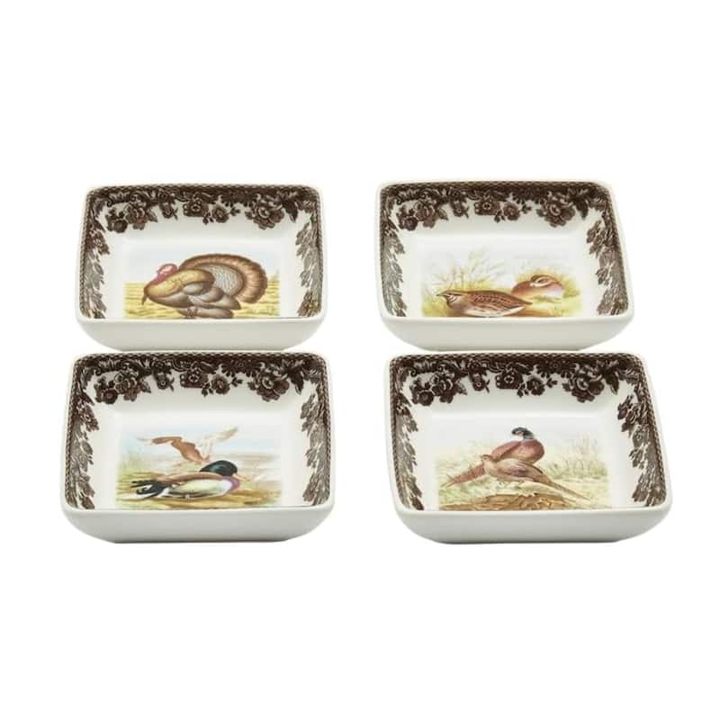 Spode Woodland Set of 4 Square Dishes - 3x3