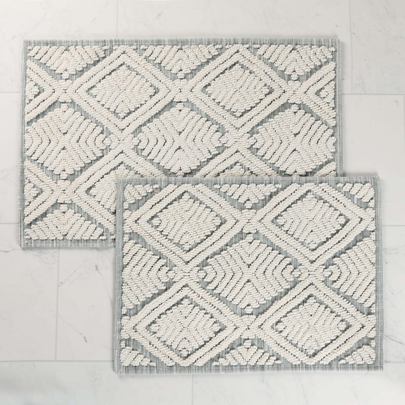 Superior Ceton Geometric Washable Bath Rug, Set of 2 - Medium - Sage