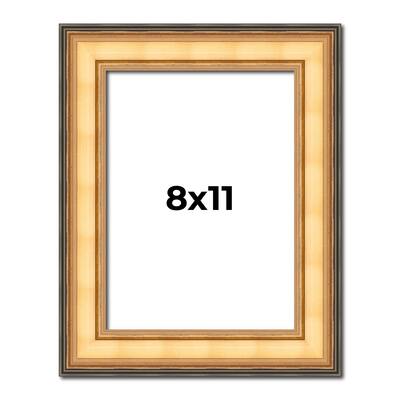 8x11 Frame Gold Plein Aire Solid Wood Picture Frame Width 2 Inches |