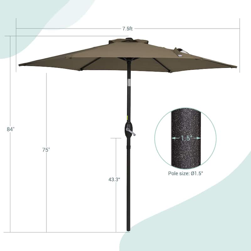 Bonosuki 7.5Ft Patio Market Umbrella Weather-Resistant Table Umbrella