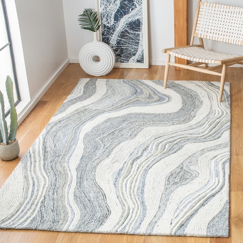 SAFAVIEH Handmade Fifth Avenue Klari Modern Abstract Wool Rug - 3' x 5' - Grey/Ivory