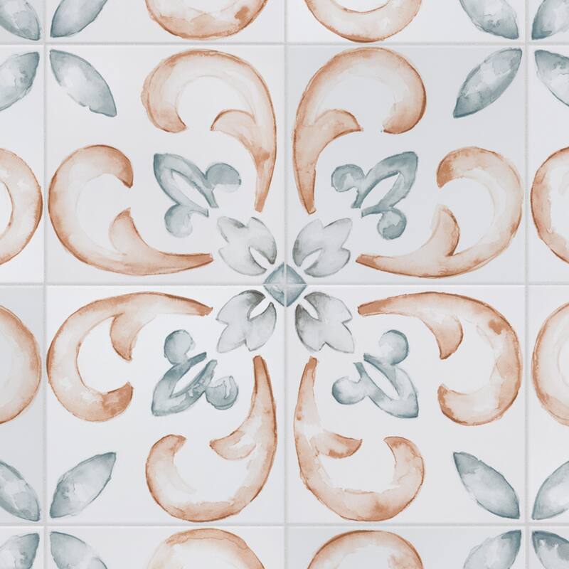 Merola Tile Saint Germain Chaud Deco Flore 5-3/4" x 5-3/4" Porcelain Floor and Wall Tile