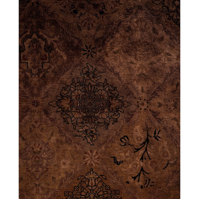 Overdyed One-of-a-Kind Hand-Knotted Octagon Area Rug - Brown - 8' 1" x 8' 1"